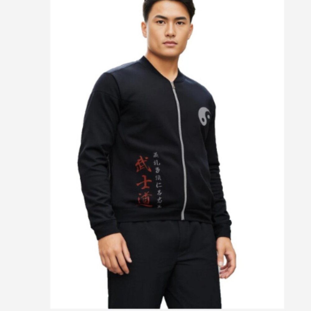 Japanese Bushido Jacket Mens Size 4X Zip Up Closure Black With Red/White Imprint